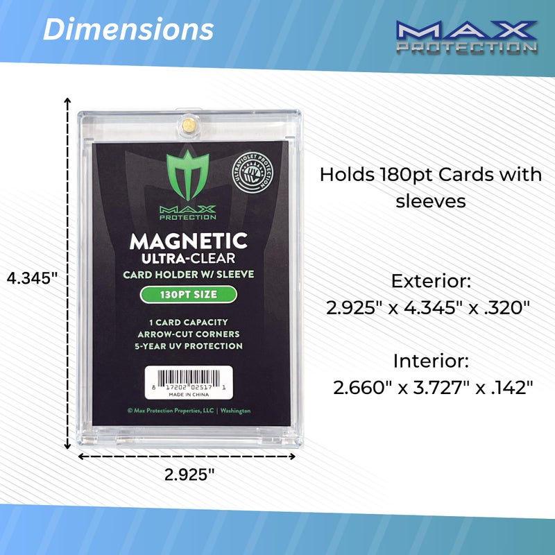 Max Protection Magnetic Card Holder for Sleeved Cards - 10-Pack 130pt Ultra-Clear Cases - Hard Plastic Card Sleeves Holders  UV Protector Case - Fits Standard Sports Baseball Trading Cards - Image 3